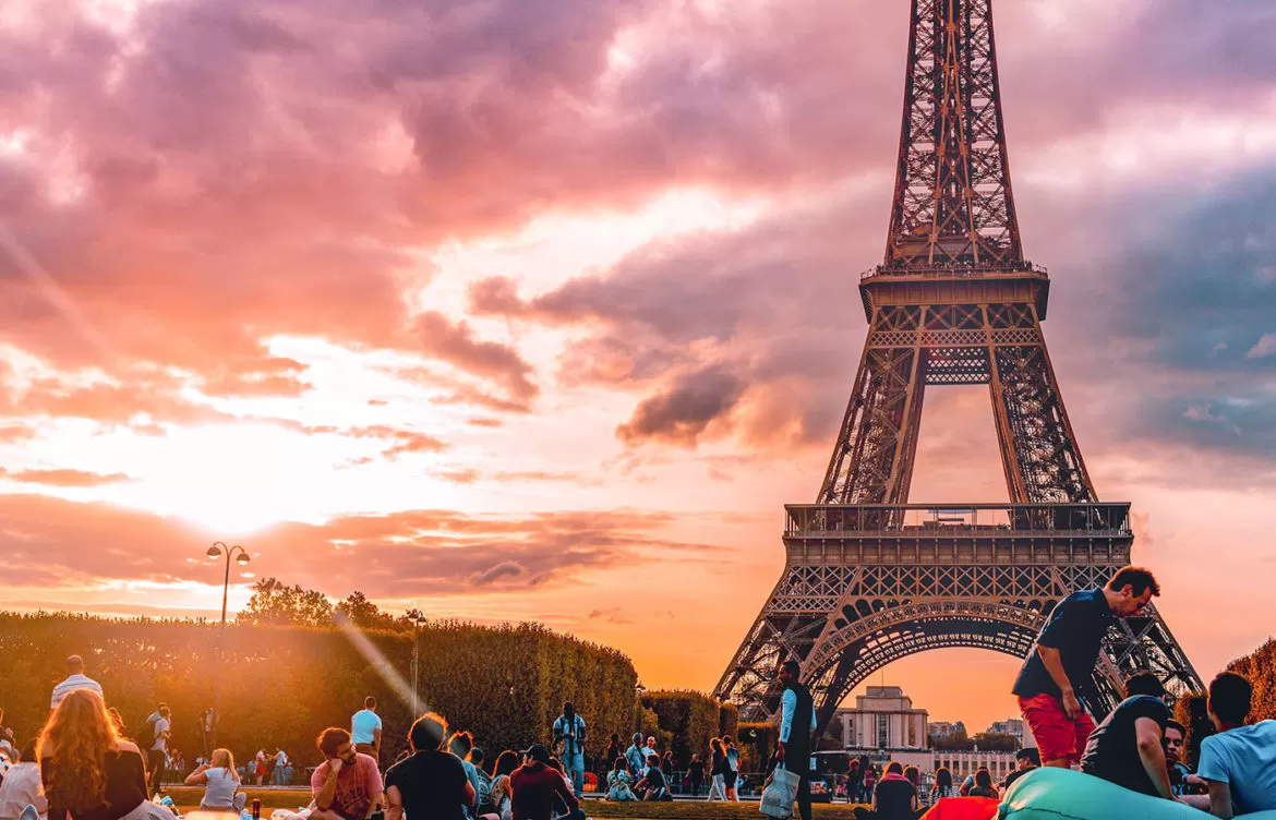 When was the Eiffel Tower Built and Why - Sunset picnic overlooking the Eiffel Tower