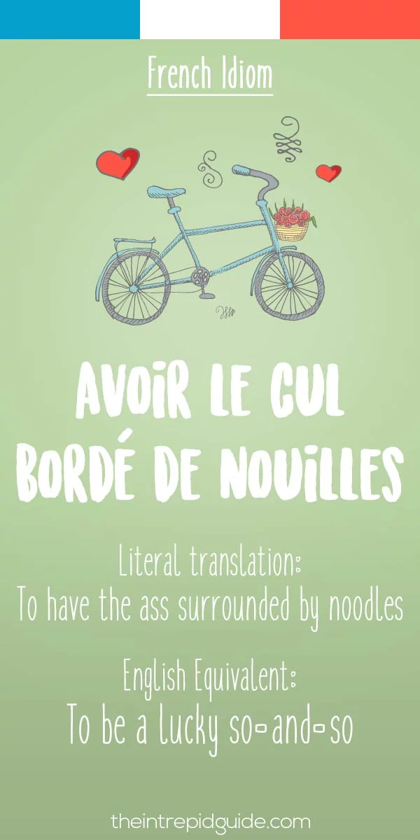 funny french idioms - Avoir le cul borde de nouilles