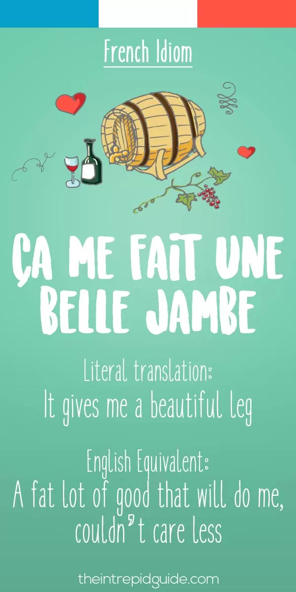 funny french idioms - Ca me fait une belle jambe