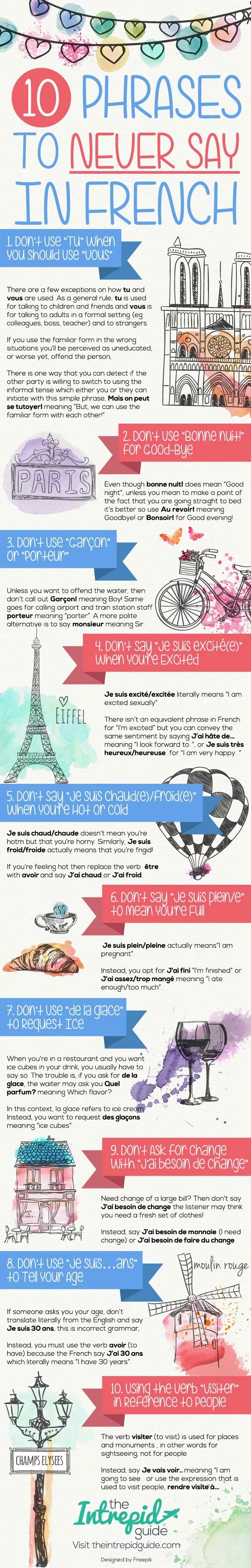 Phrases to Never Say in French and what to use instead! [Includes Printable]