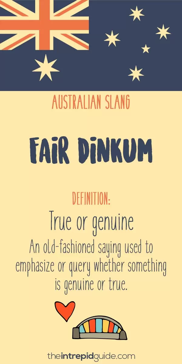 australian slang fair dinkum