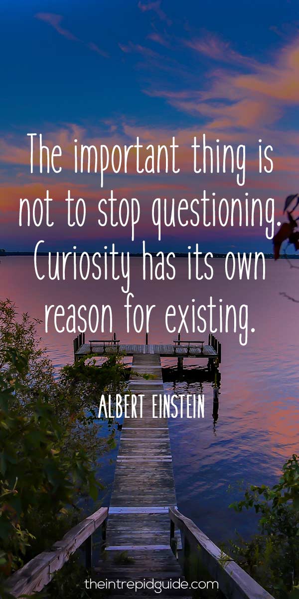 best inspirational travel quotes - The important thing is not to stop questioning. Curiosity has its own reason for existing. - Albert Einstein
