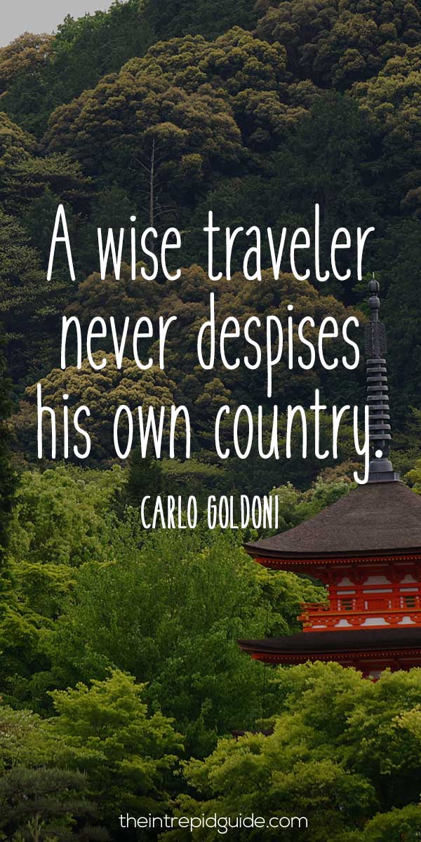 best inspirational travel quotes in 2022 - A wise traveler never despises his own country. – Carlo Goldoni