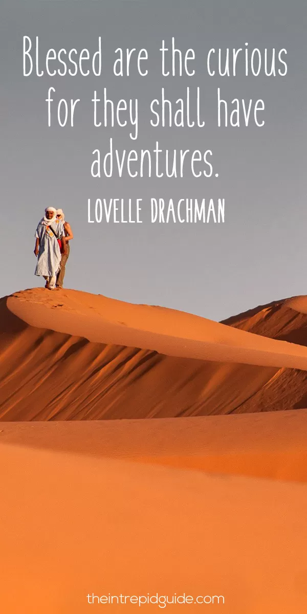 Best inspirational travel quotes - Blessed are the curious for they shall have adventures. - Lovelle Drachman.