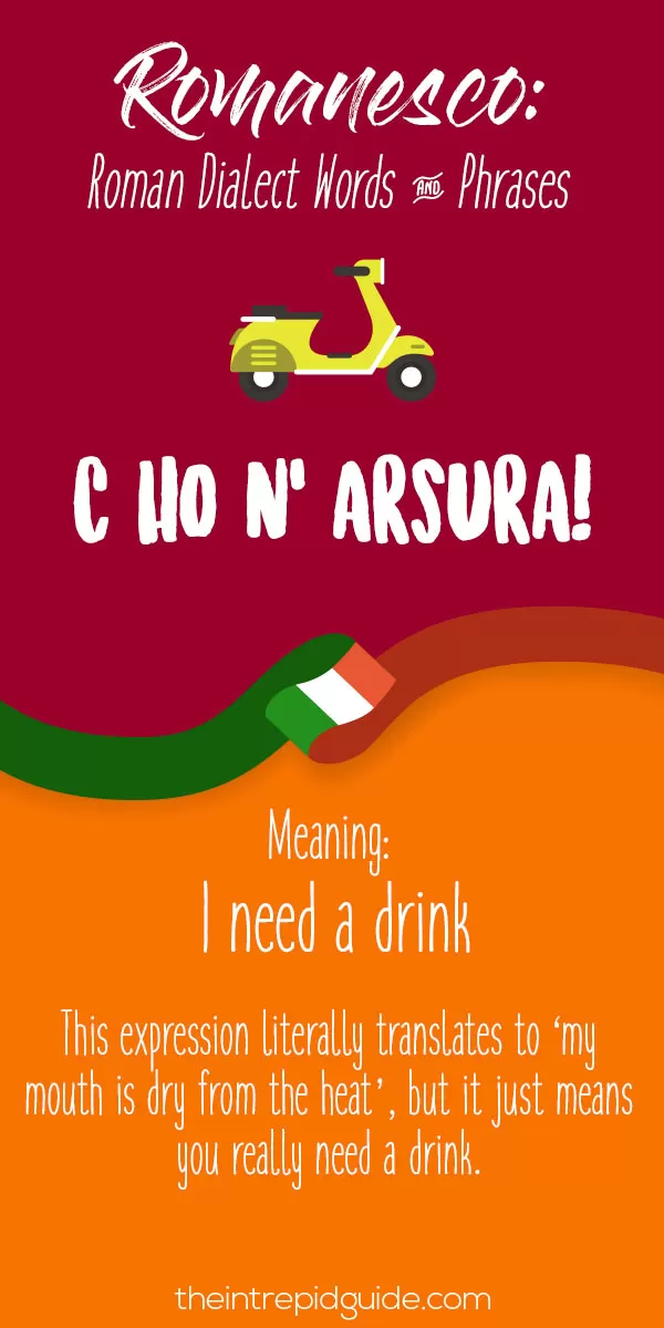 Rome Dialect Roman Words - C ho 'n' arsura