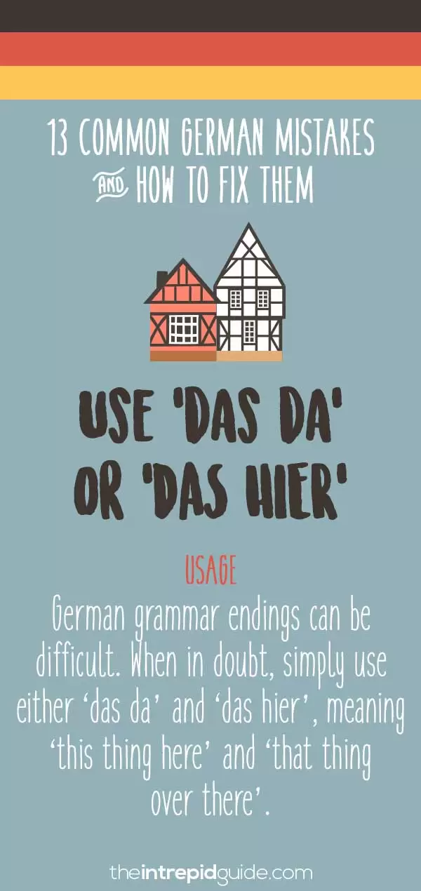 Common German grammar mistakes - Das da or das hier