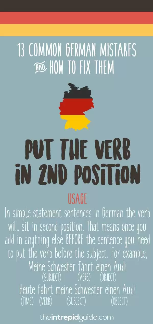 Common German grammar mistakes - Verb position