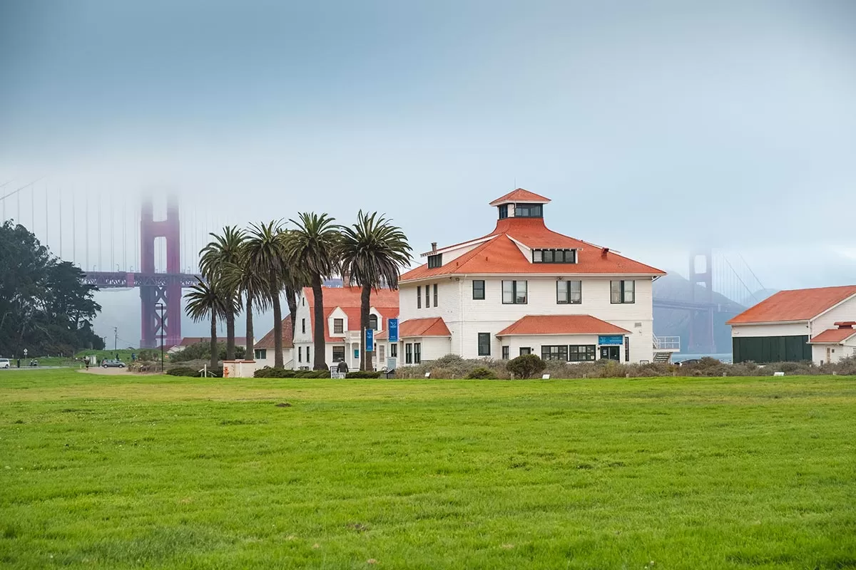 View of Golden Gate Bridge in fog from Crissy Point - Fun Things to do in San Francisco - 4 Day Itinerary