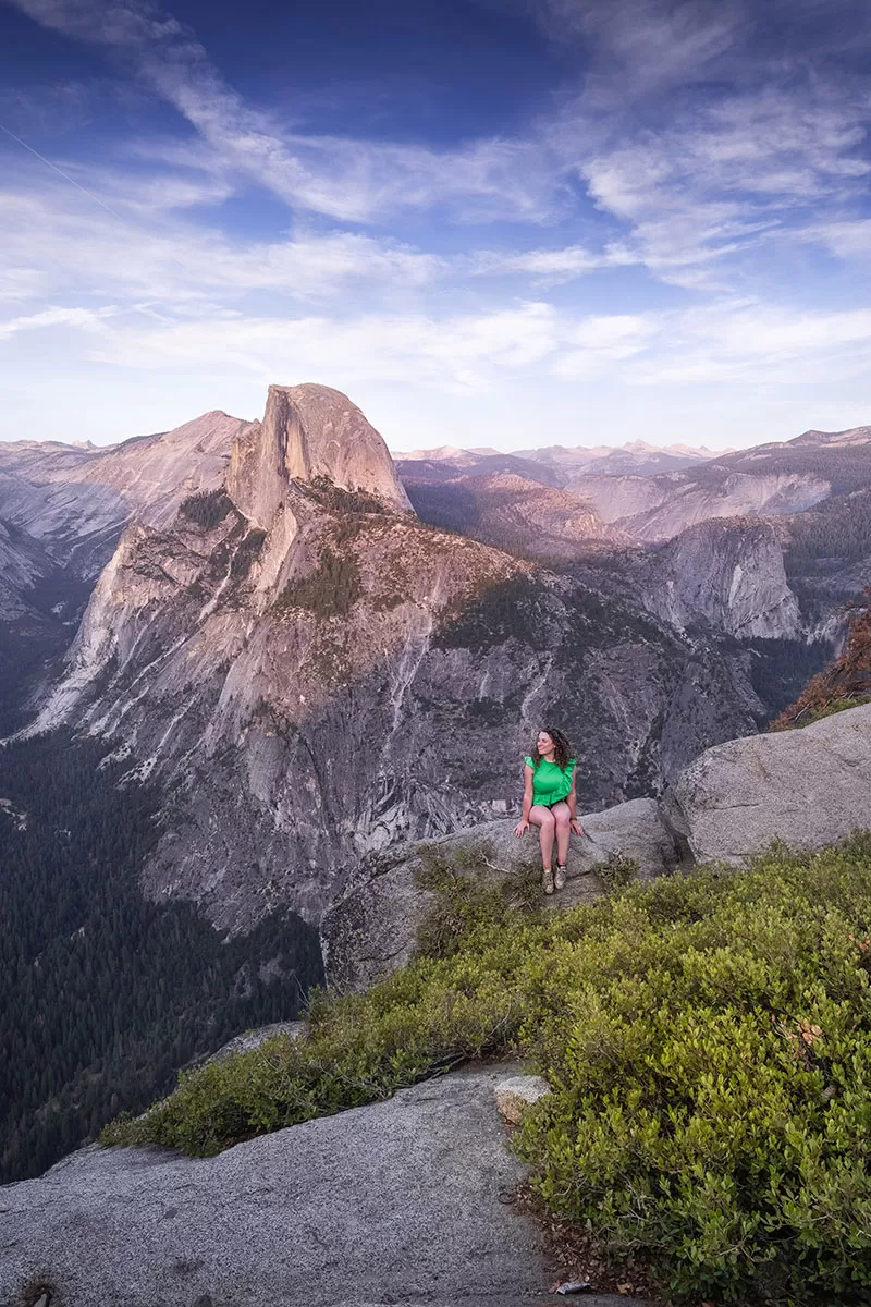 Yosemite Itinerary - Best Viewpoints in Yosemite - Michele at Glacier Point at Sunset