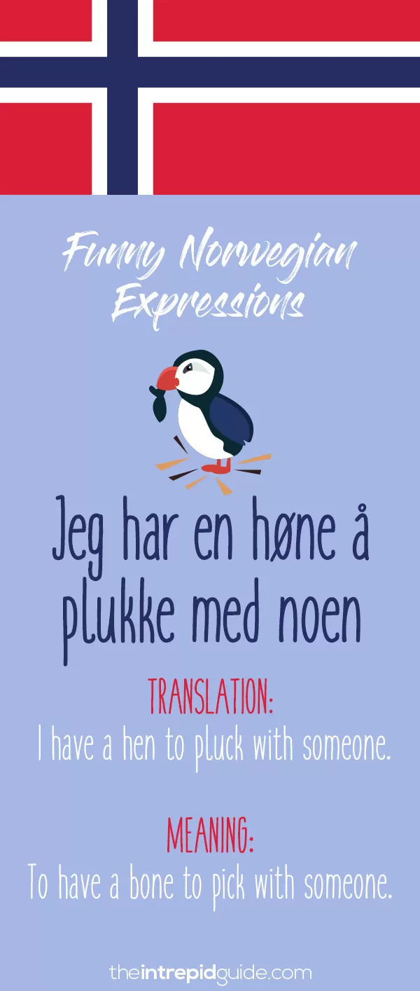 Norwegian Sayings and Idioms - Jeg har en høne å plukke med noen