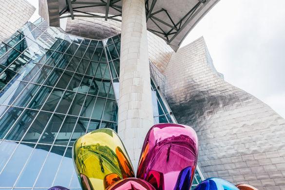 Best things to do in Bilbao Spain - Guggenheim Museum colourful tulips