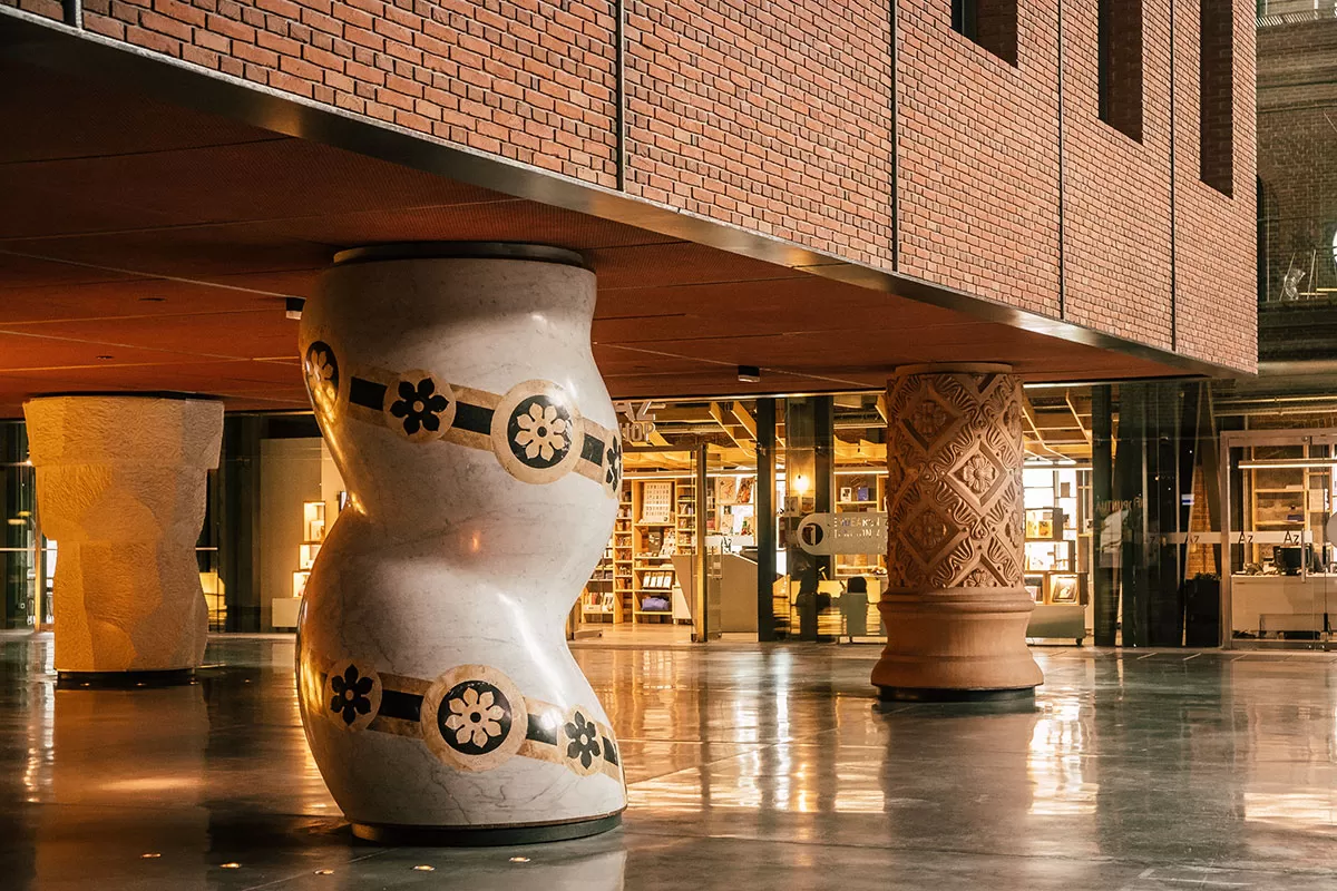 Best things to do in Bilbao Spain - Pillars inside Azkuna Zentroa