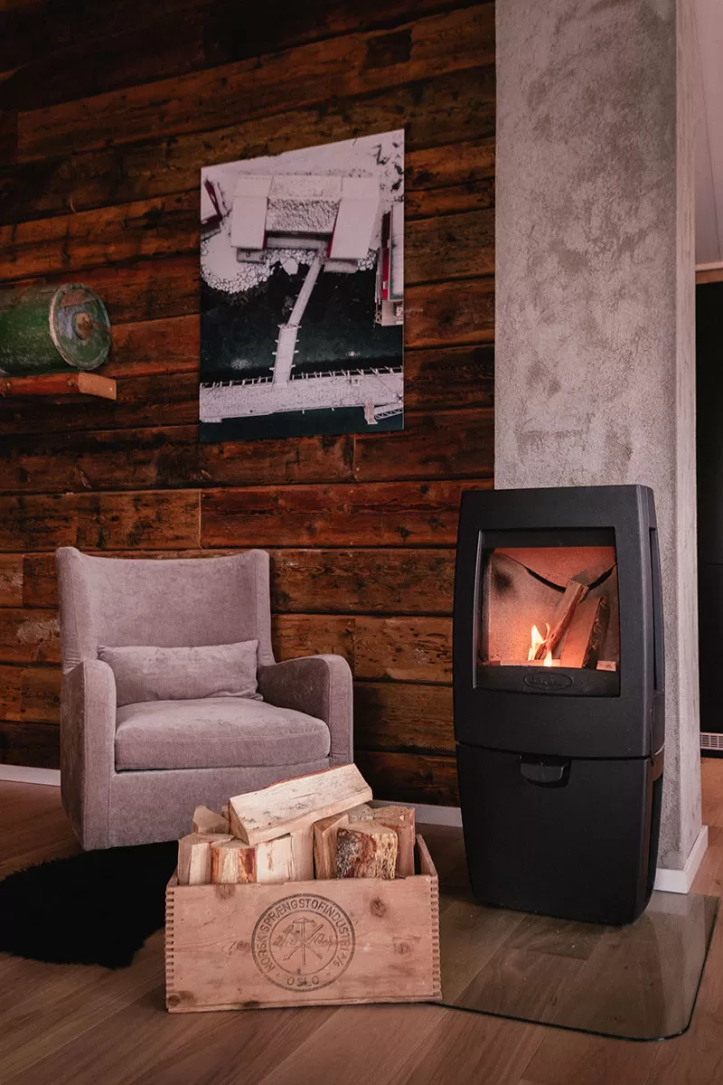 Hattvika Lodge Review Lofoten Islands Norway - Fireplace