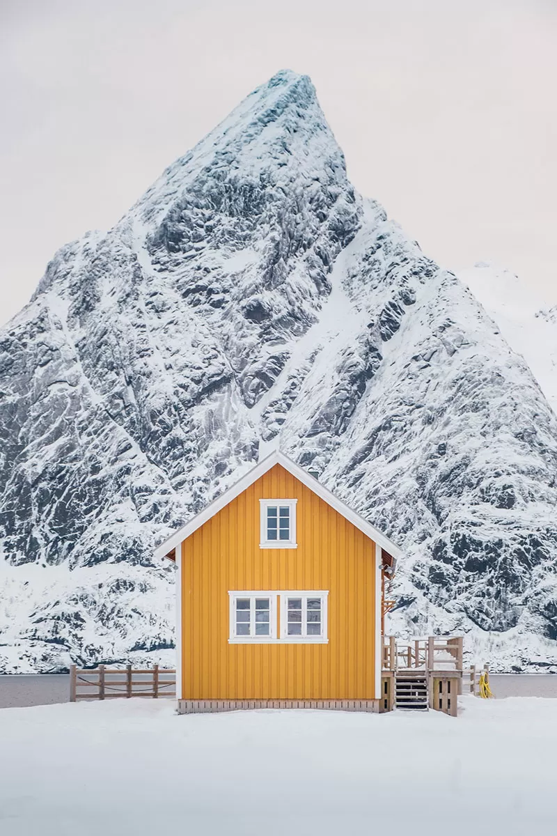 Unique Things to Do in Lofoten - Sakrisøya yellow cabin