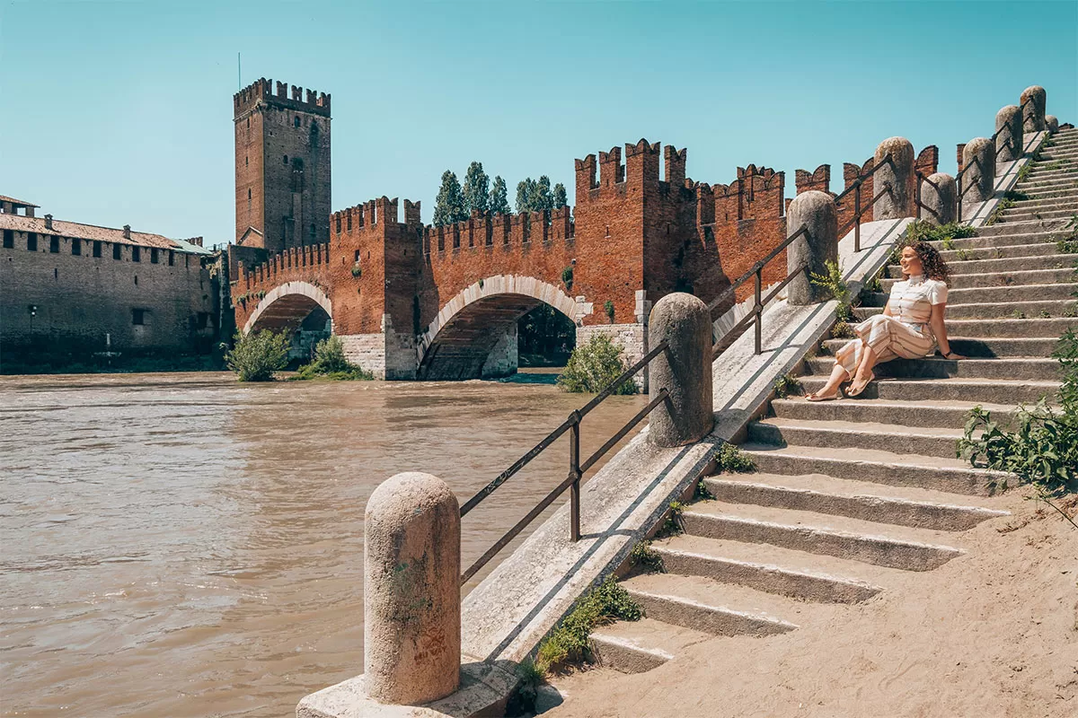 Best Things to do in Verona Italy - Castelvecchio Bridge stairs