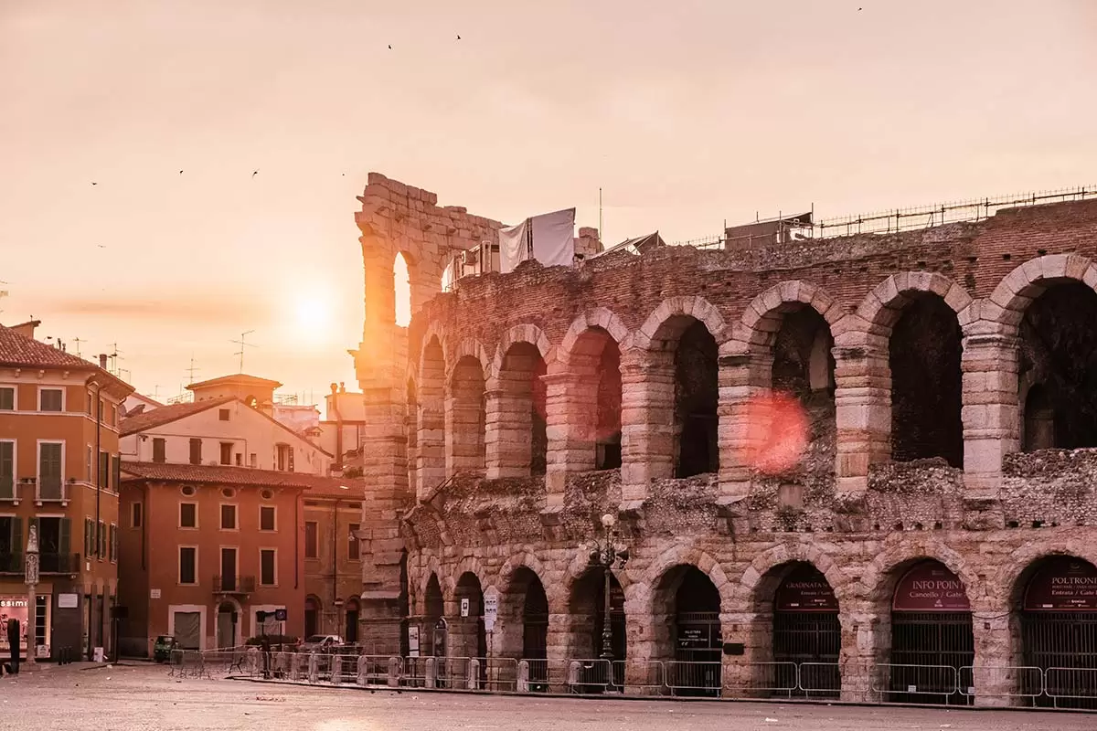 Best Things to do in Verona Italy - Roman Arena at sunrise