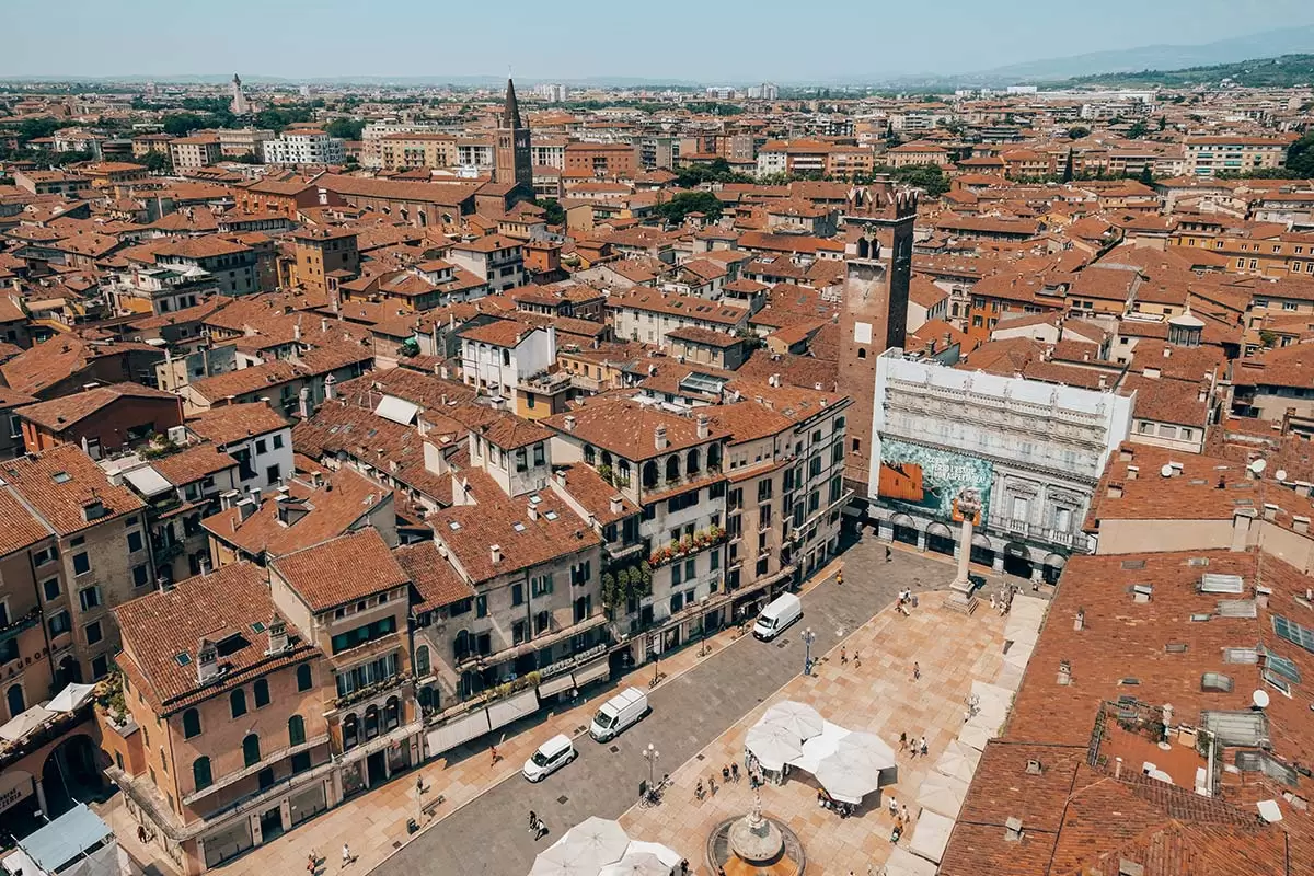 Best Things to do in Verona Italy - View of Piazza delle Erbe from Torre dei Lamberti