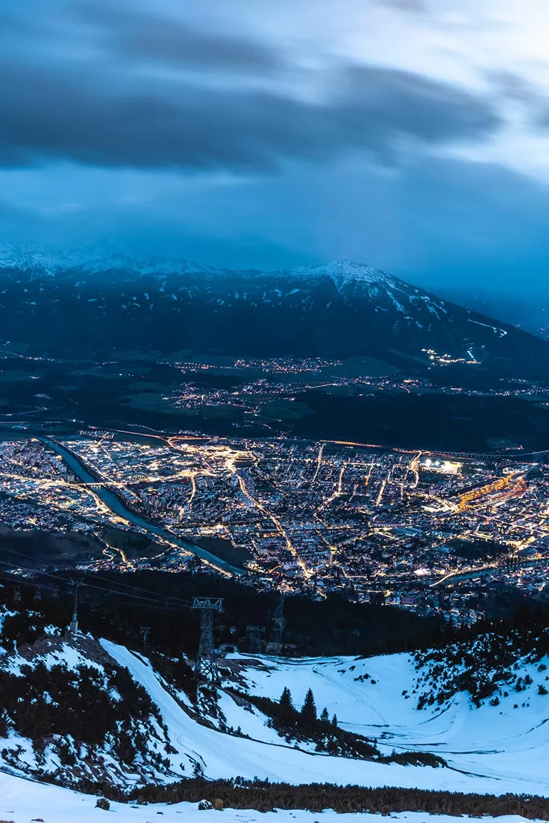 Best things to do in Innsbruck Austria - View from Seegrube at night