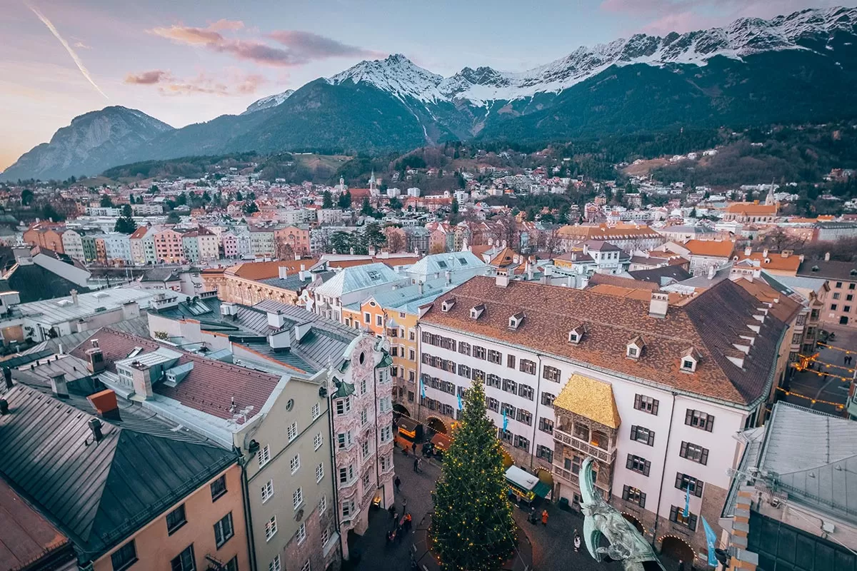 Best things to do in Innsbruck Austria - View from Stadtturm Innsbruck at Sunset