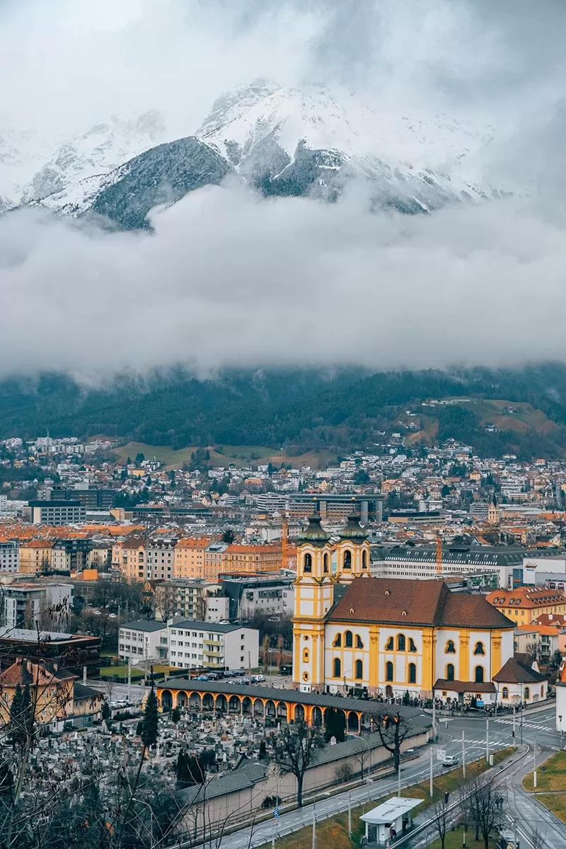 Best things to do in Innsbruck Austria - View of Innsbruck City from Bergisel Mountain