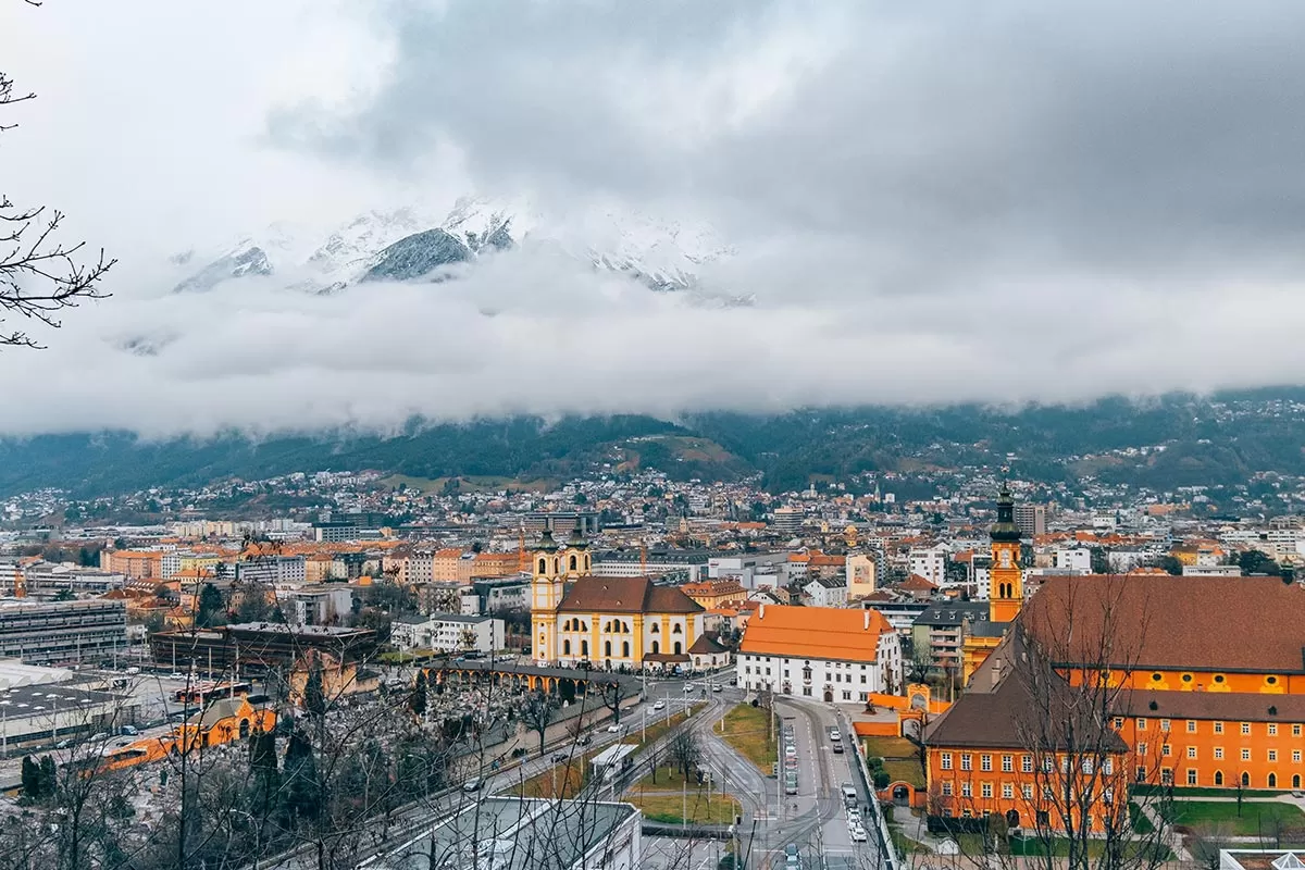 Best things to do in Innsbruck Austria - View of Innsbruck City from Bergisel Mountain