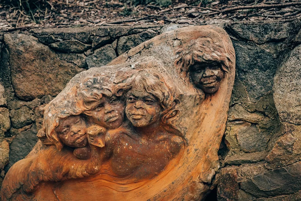 Top things to do on the Mornington Peninsula - Childresn faces at Seawinds William Ricketts sculpture collection Athurs Seat