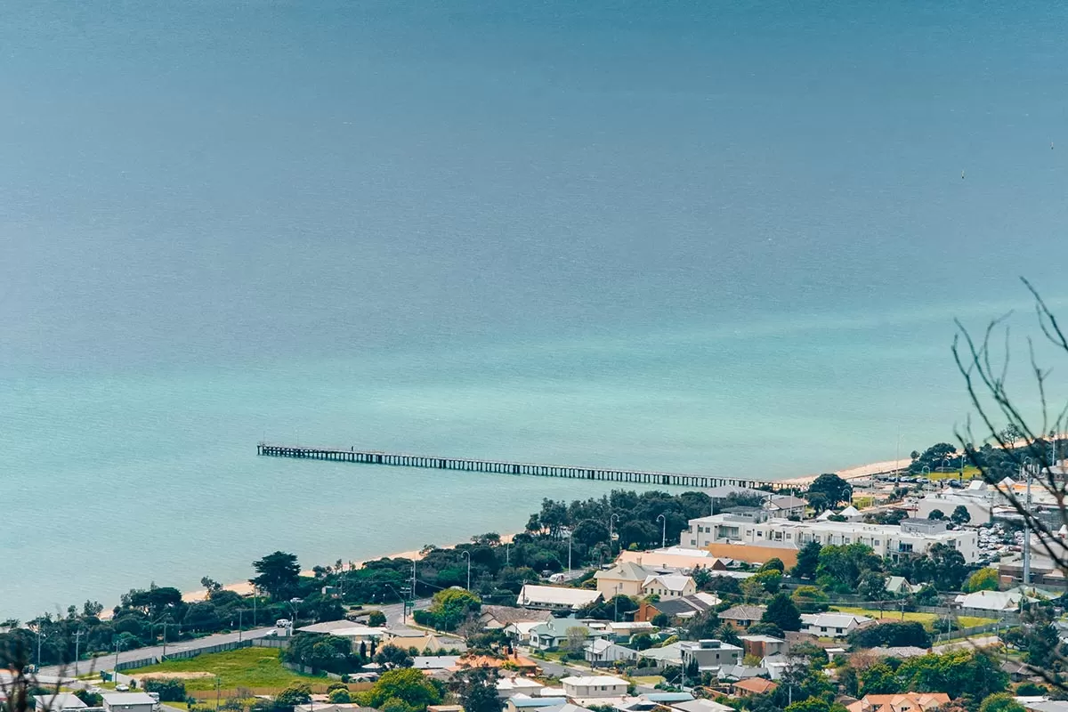 Top things to do on the Mornington Peninsula - Dromana pier from Murrays Lookout