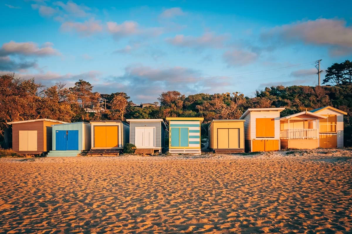 Top things to do on the Mornington Peninsula - Mt Martha Beach - Beach boxes at sunset
