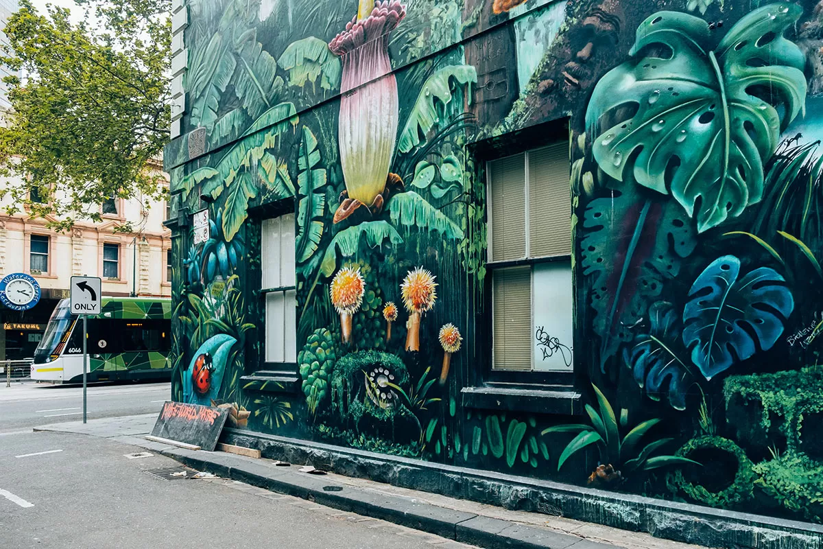 Melbourne Street Art Map - Meyers Place - Jungle Funk Mural by Mike Makatron