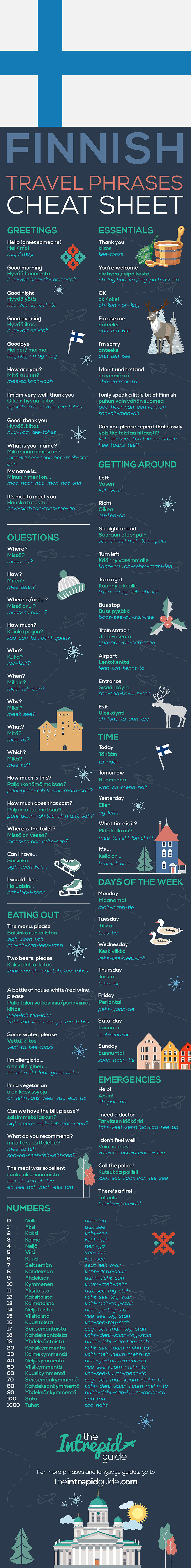 99 Useful Phrases in Finnish Perfect for Tourists - Infographic
