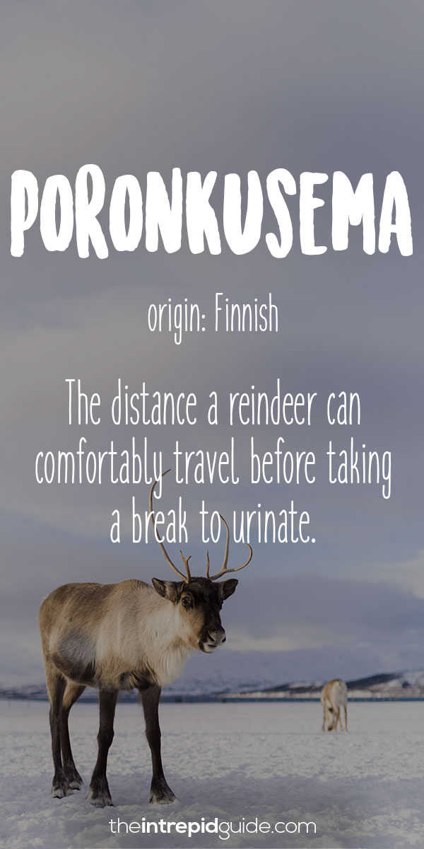 Beautiful Untranslatable Words - Finnish - Poronkusema