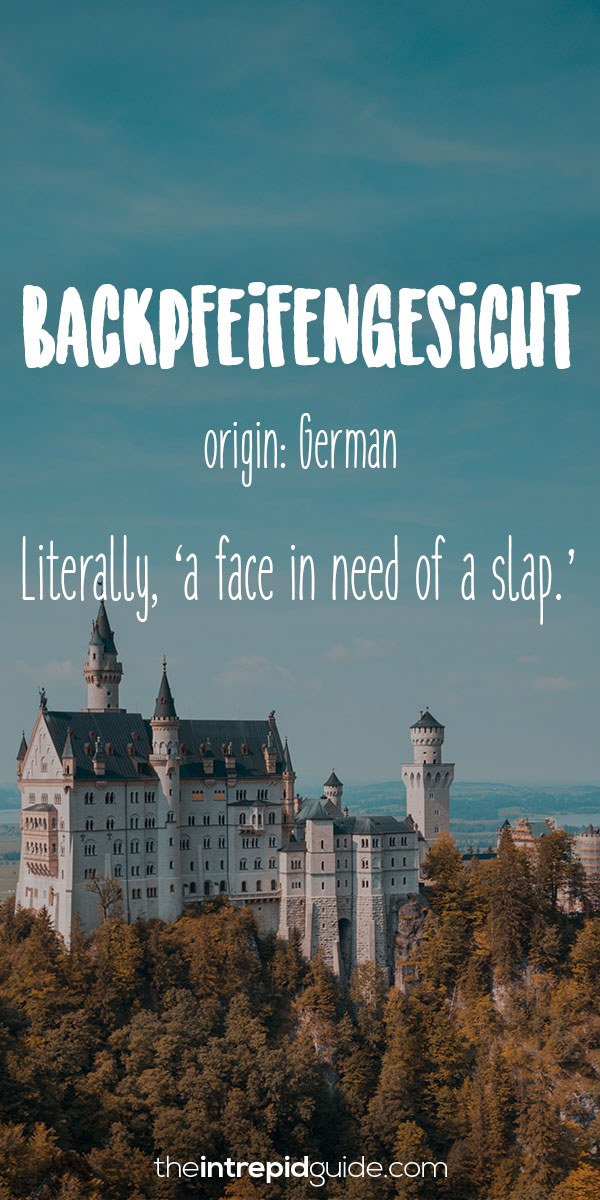 Beautiful Untranslatable Words - German - Backpfeifengesicht