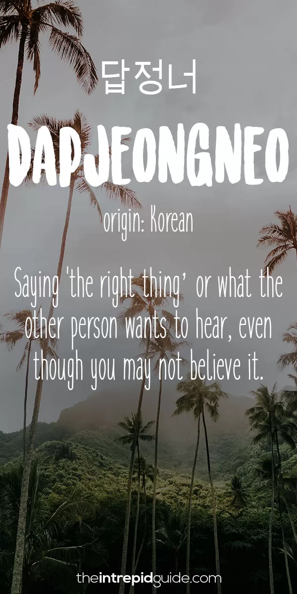 Beautiful Untranslatable Words - Korean - Dapjeongneo