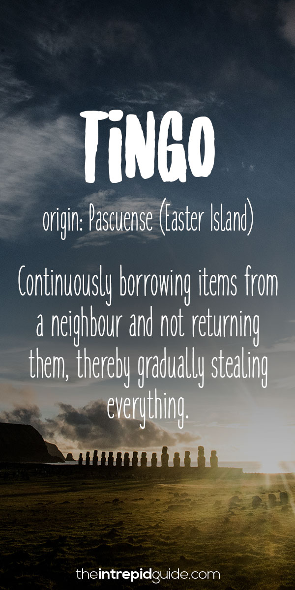 Beautiful Untranslatable Words - Pascuense - Tingo