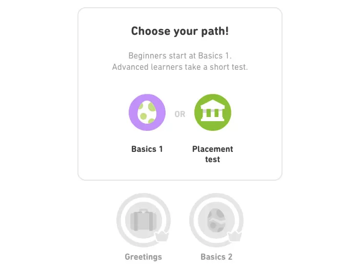 Memrise vs. Duolingo - How does Duolingo Work - Placement test