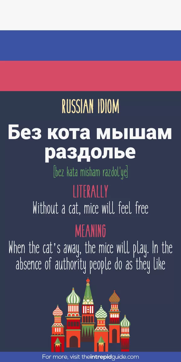 Russian Idioms - without a cat, mice will feel free