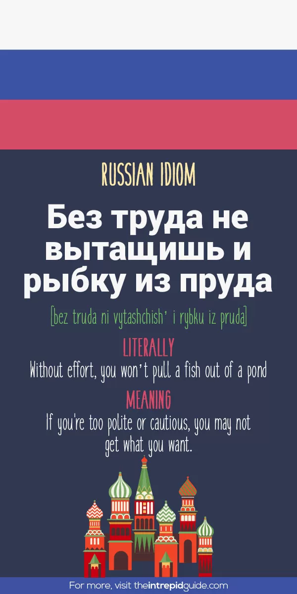 Russian Idioms - without effort you won’t pull a fish out of a pond
