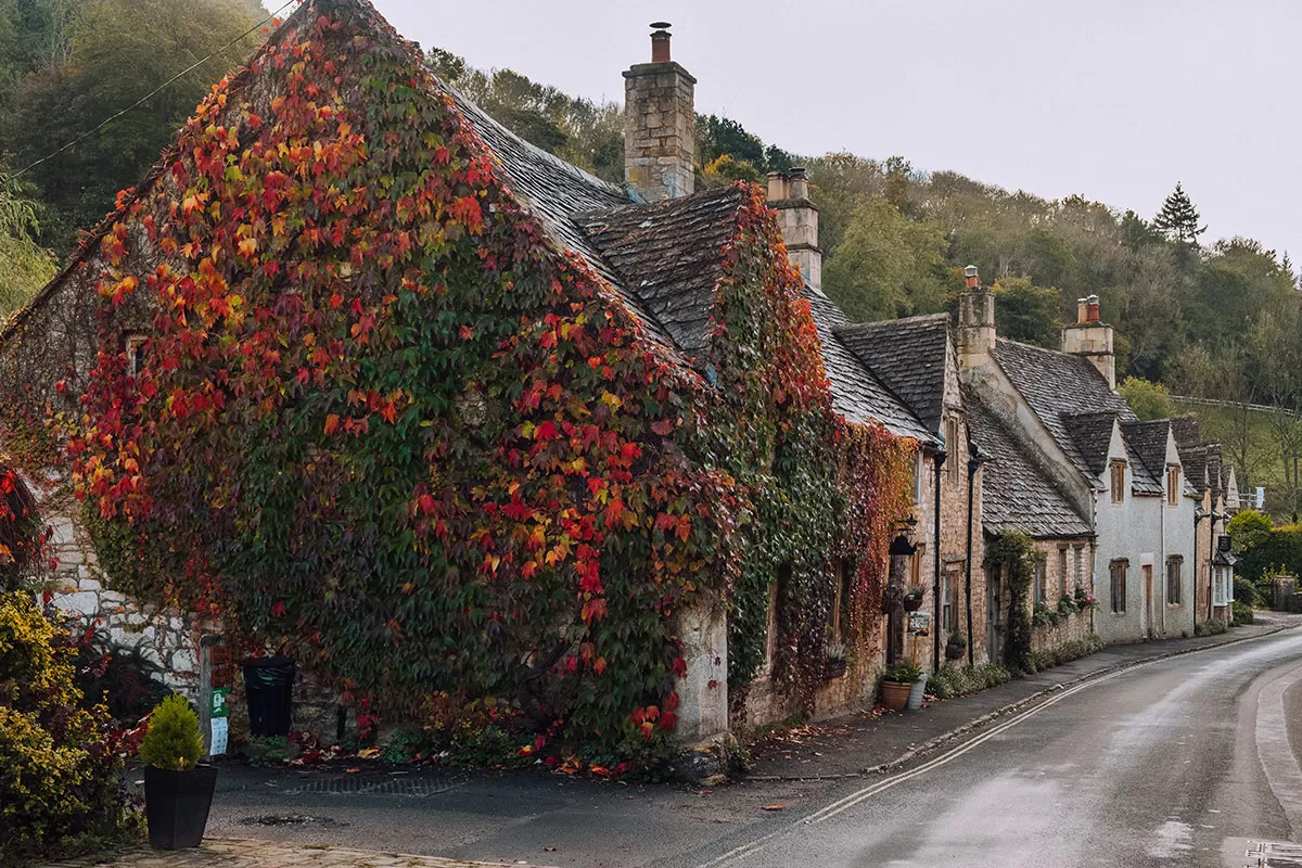 Best Things to Do in Castle Combe - The Cotswolds - Autumn leaves covering side of cottage