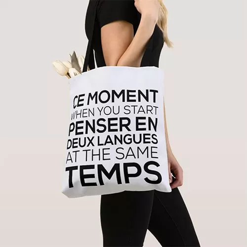 Gifts for language learners and travellers - Thinking in French Tote bag