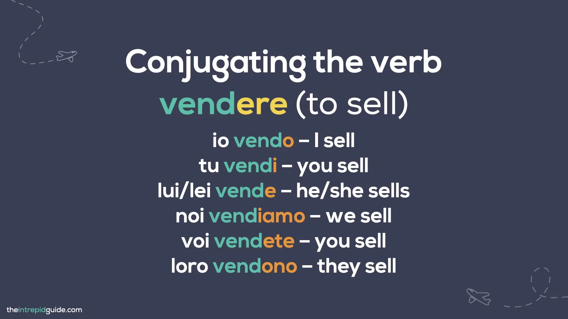 How to Conjugate Italian Verbs - Conjugating the verb vendere - to sell