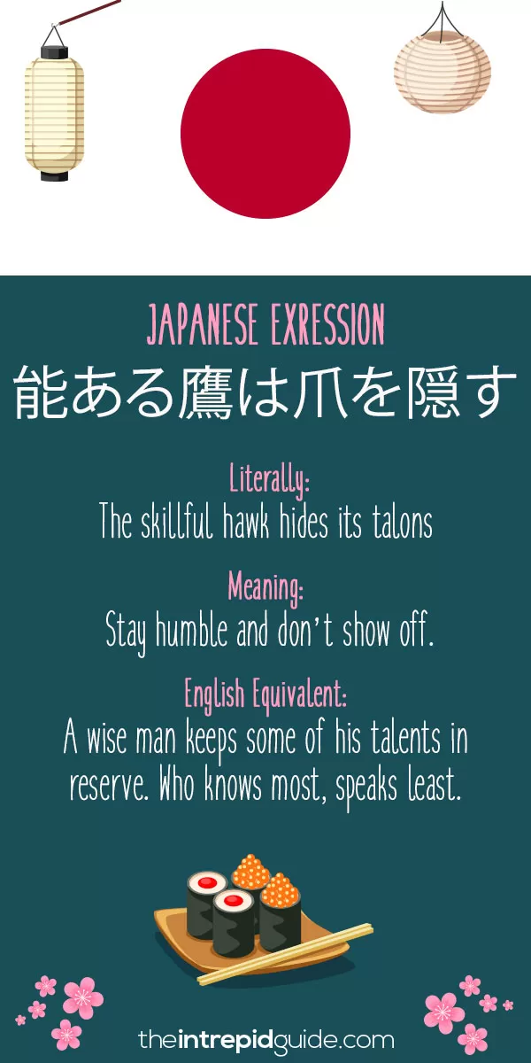 Japanese Idioms - A wise man keeps some of his talents in reserve. Who knows most, speaks least