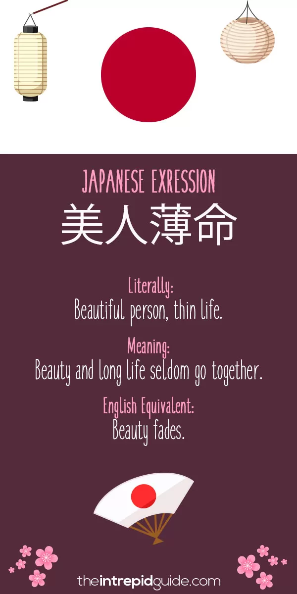 Japanese Idioms - Beauty fades