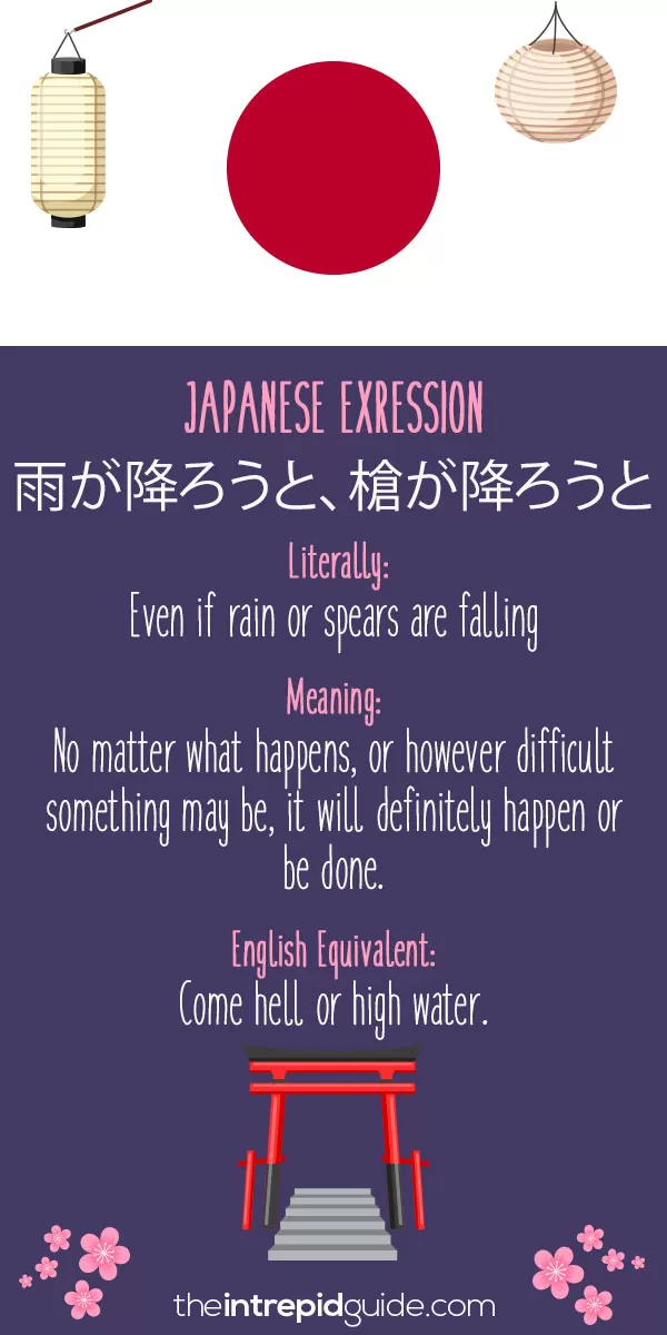 Japanese Idioms - Come hell or high water