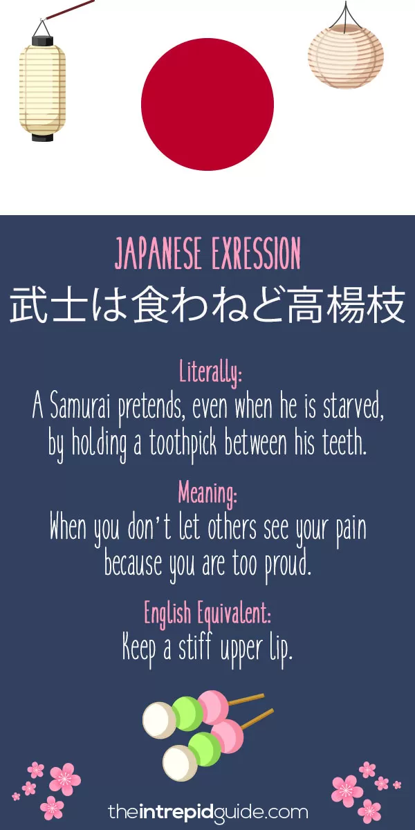 Japanese Idioms - Keep a stiff upper lip