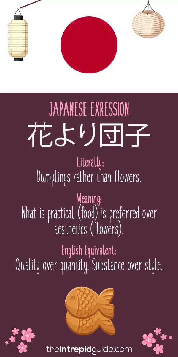 Japanese Idioms - Quality over quantity. Substance over style
