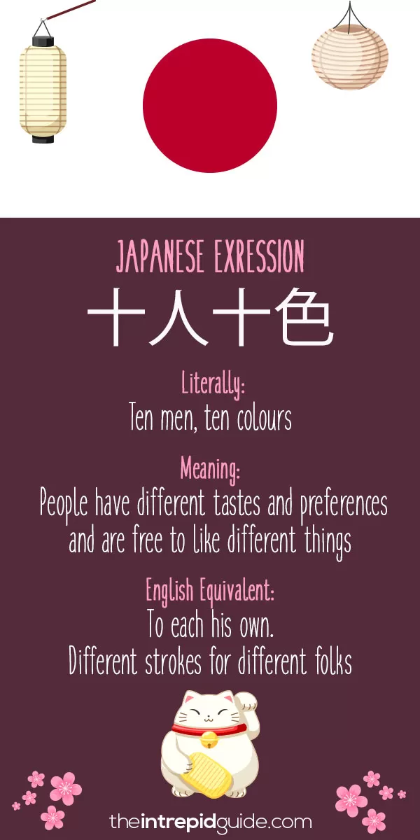 Japanese Idioms - To each his own