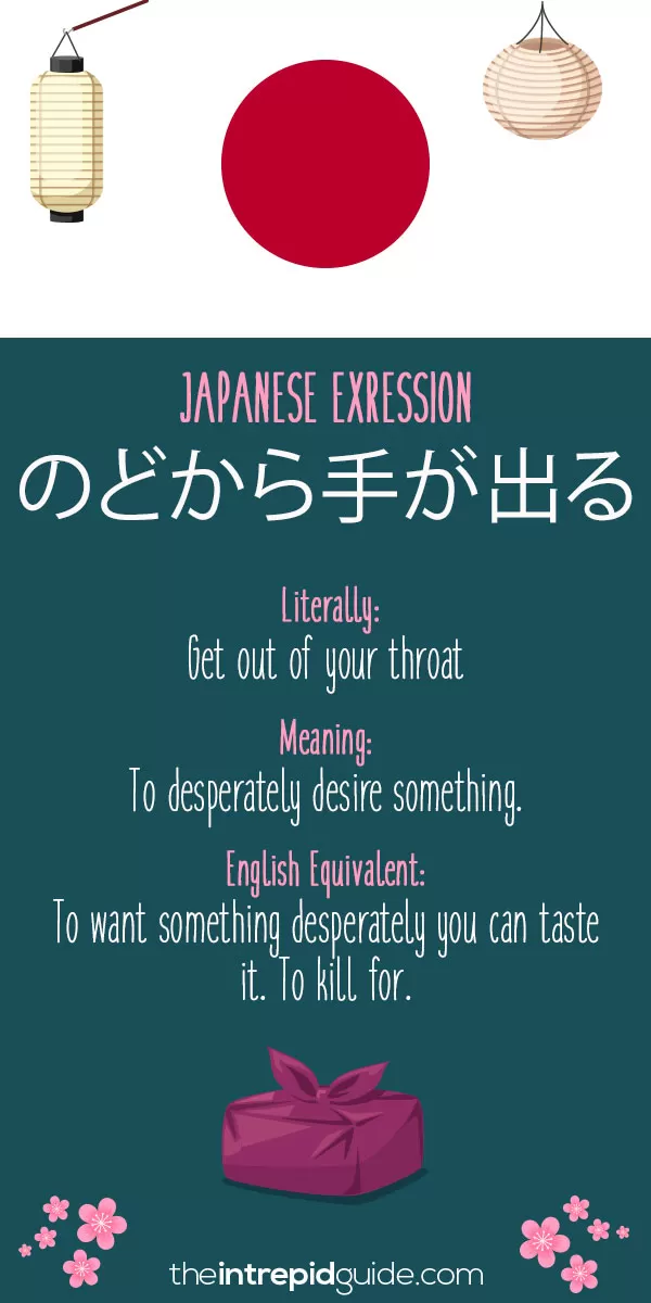 Japanese Idioms - To want something desperately you can taste it. To kill for