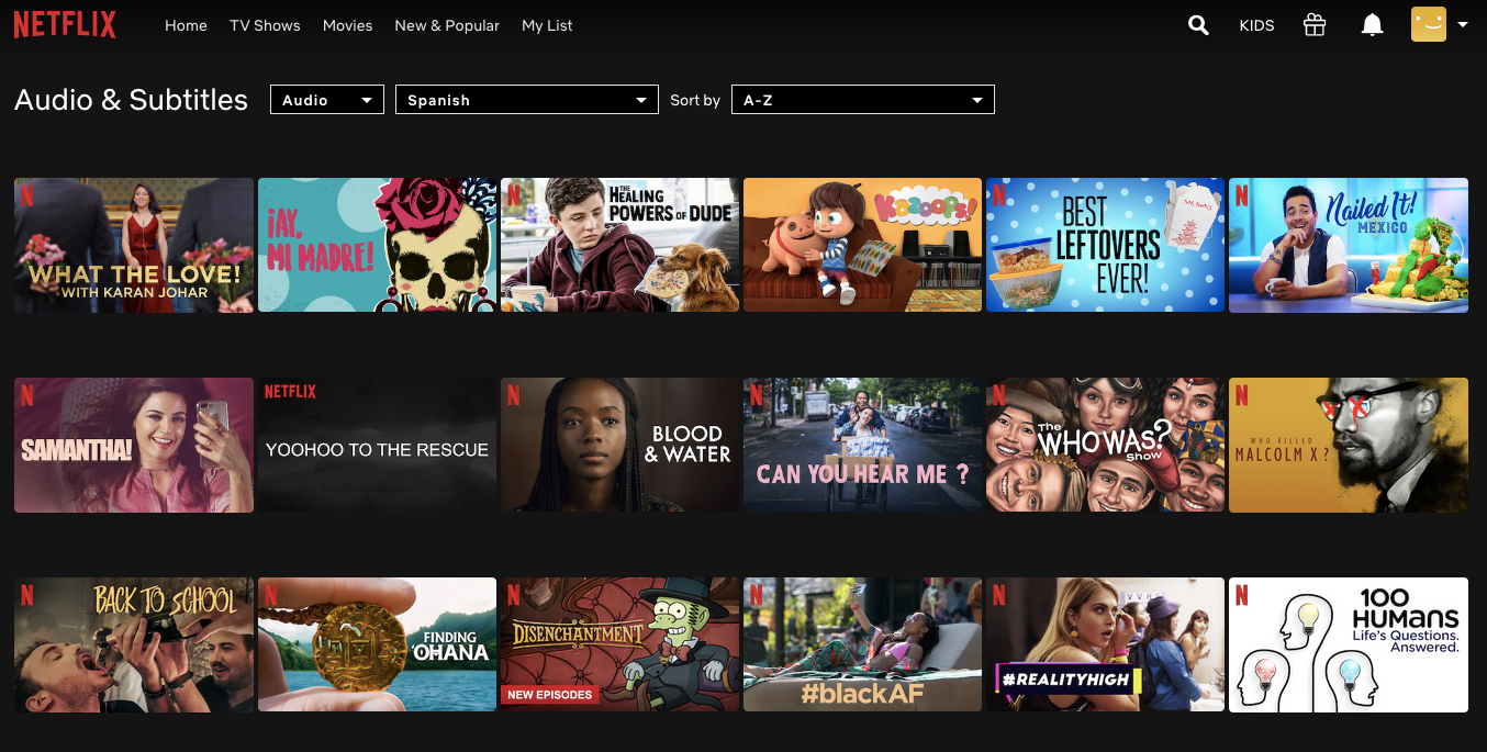 Language Learning with Netflix - Search for your target language using the Audio and Subtitles feature
