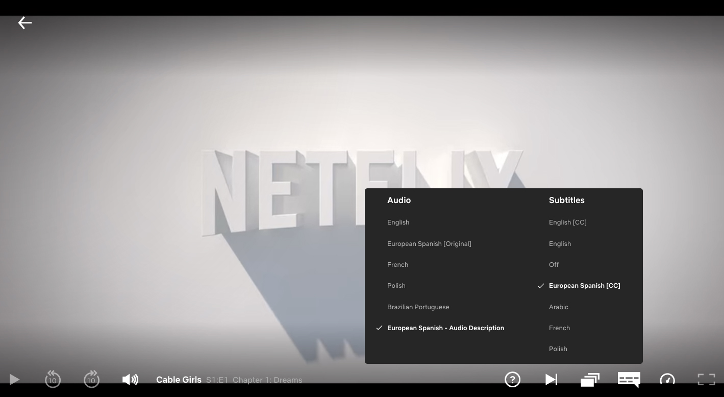 Language Learning with Netflix - Turn on audio descriptions