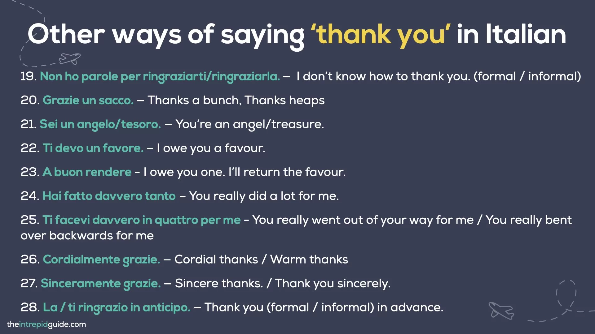 How to say thank you in Italian - grazie un sacco, a buon rendere